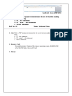 Aim: Write A PHP Program To Demonstrate The Use of Decision Making Control Structures