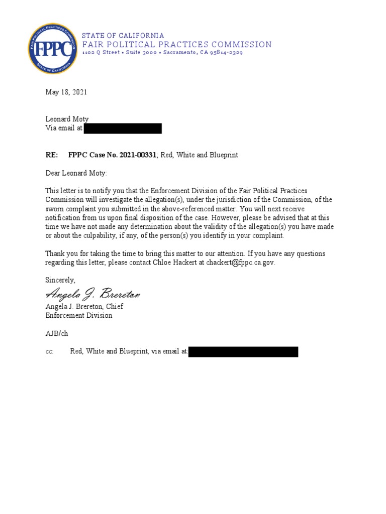 FPPC Memo2 - We Will Investigate - Red White Blueprint - Redacted | PDF ...