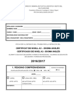 Certificat de Nivell A2 - Idioma Anglés Certificado de Nivel A2 - Idioma Inglés
