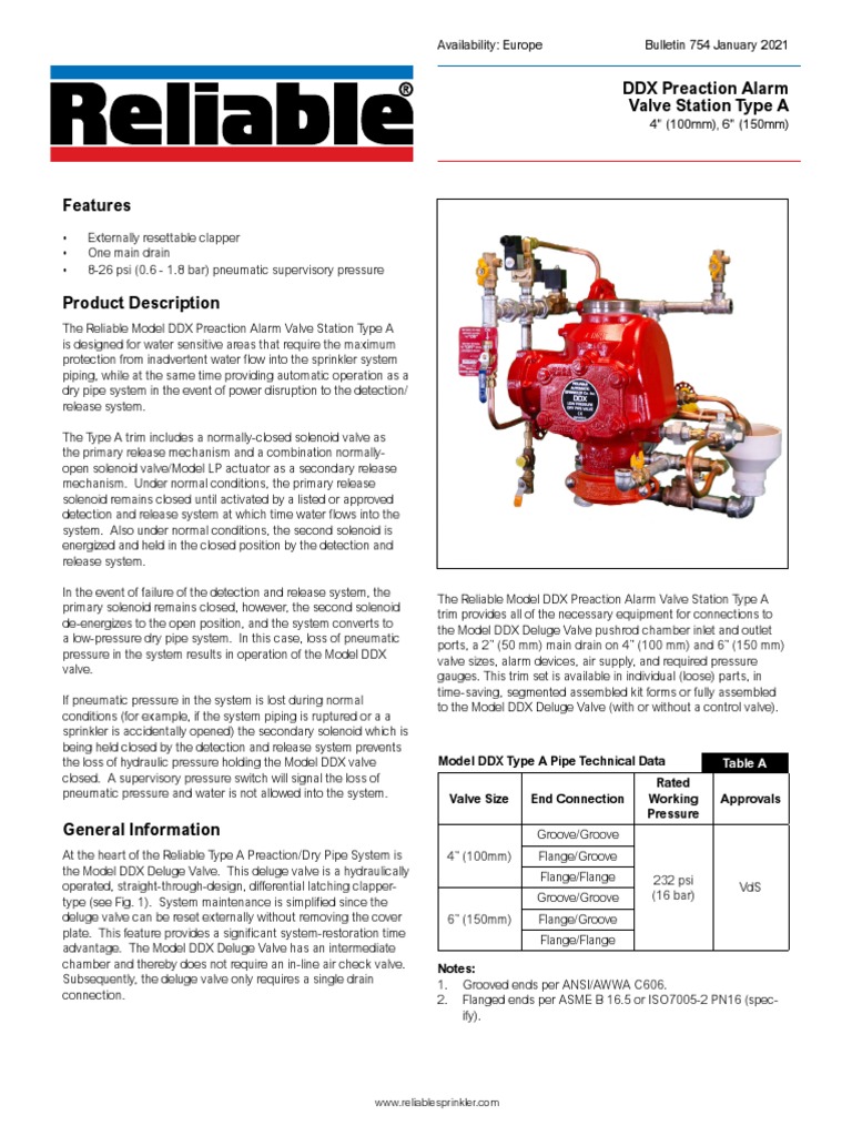 DDX Preaction Alarm Valve Station Type A | PDF | Fire Sprinkler System ...