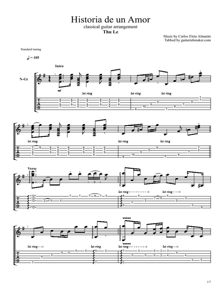 Historia De Un Amor Paroles Et Accords Historia de Un Amor Classical Guitar | PDF | Songs | Musical Forms
