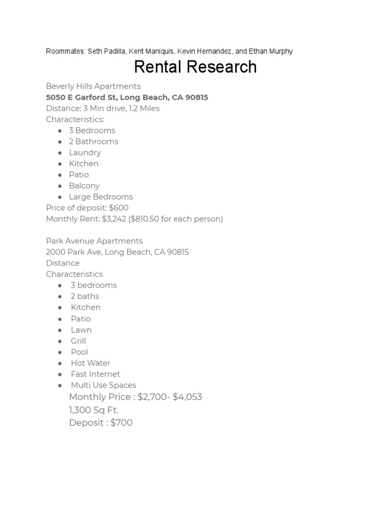 Rental Research | PDF | Home & Garden