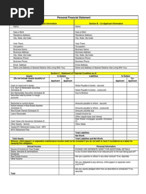 Personal Financial Statement