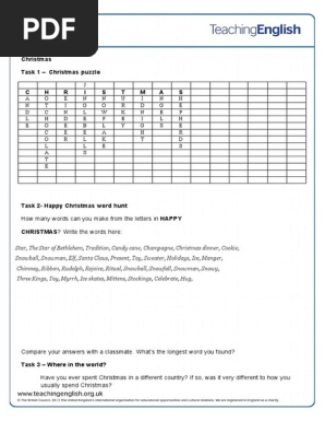 Christmas student worksheet