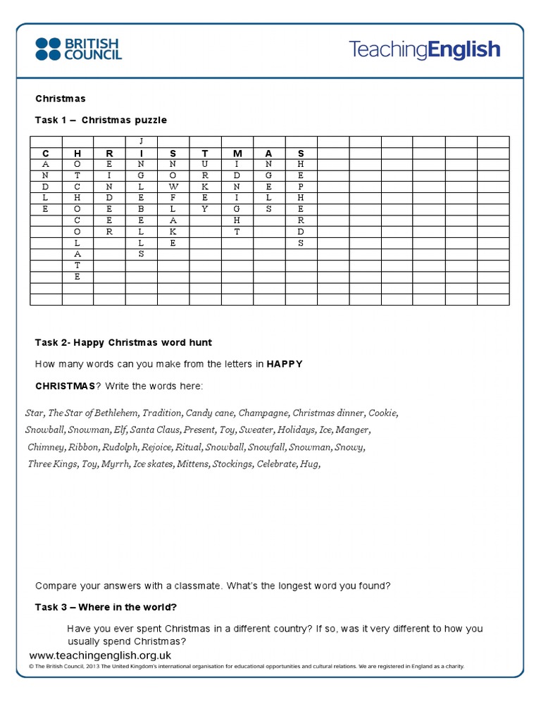 Christmas Student Worksheet | PDF | Santa Claus | Christmas