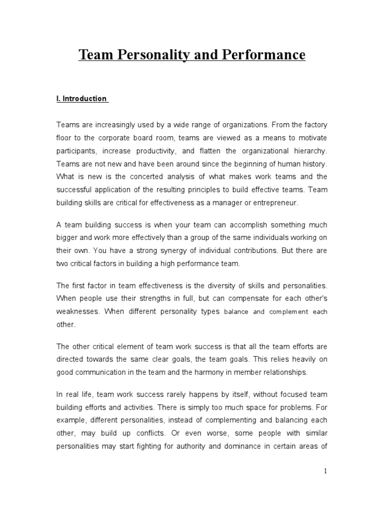 Team Dynamics: Personality & Performance | PDF