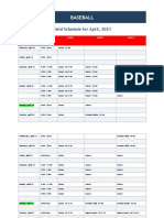 Baseball: Field Schedule For April, 2021