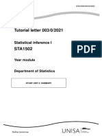 Tutorial Letter 003/0/2021: Statistical Inference I