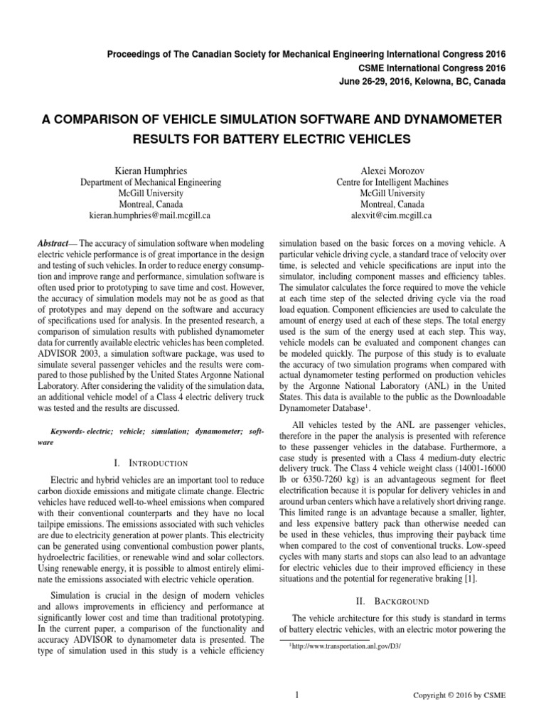 4 A Comparison of Vehicle Simulation Software and Dynamometer Results
