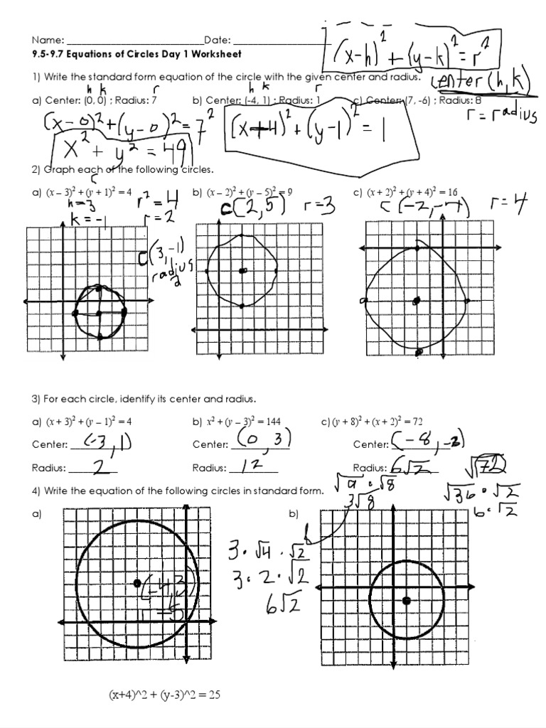 Equation Of A Circle Worksheet Solved: For Exercise, Information About