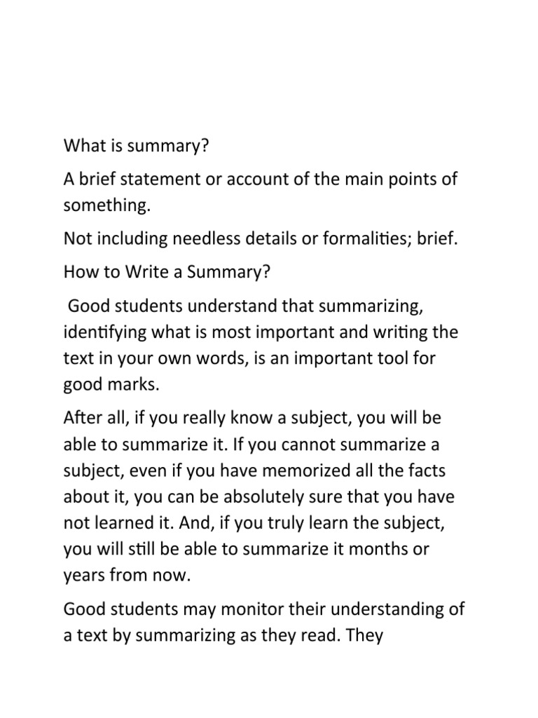 WHAT IS A SUMMARY MEANING intelligence overview
