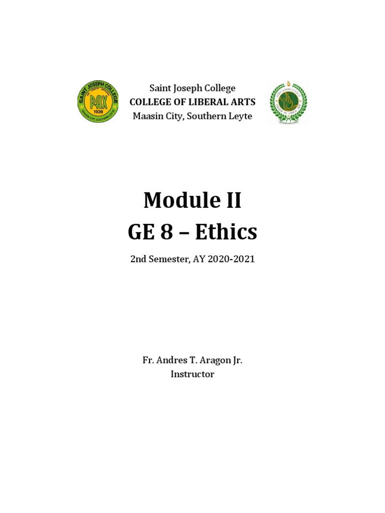 Ge 8 Ethics Saint Joseph College Maasin City Southern Leyte Pdf