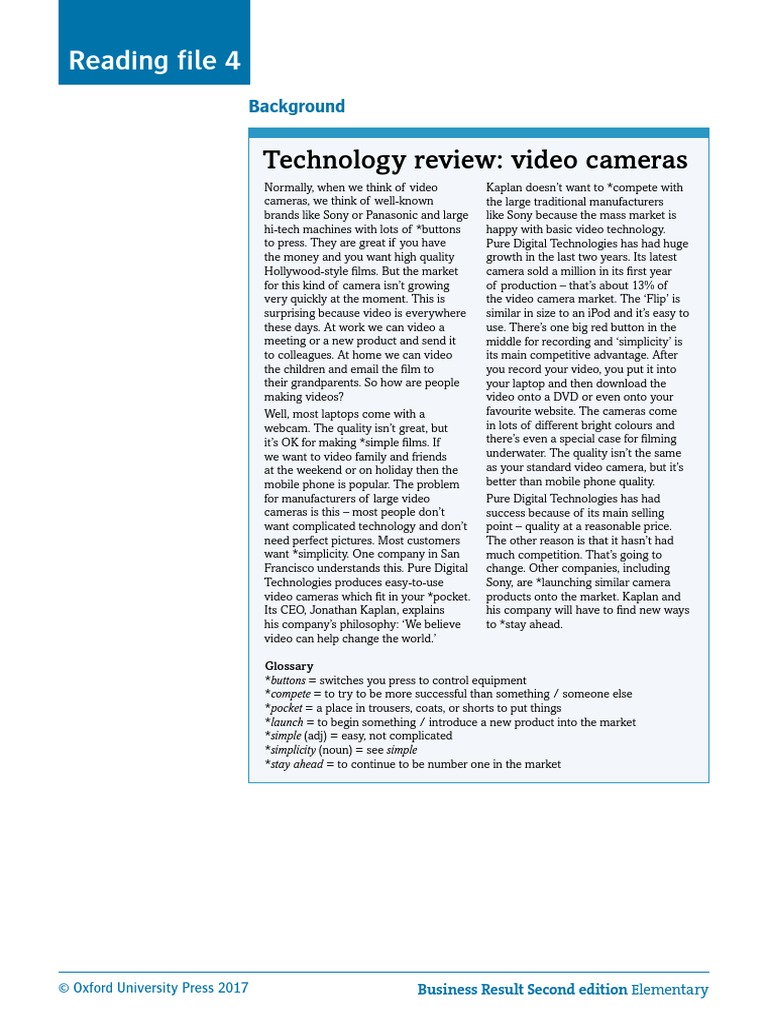 Reading File 4: Technology Review: Video Cameras | PDF | Video | Sony