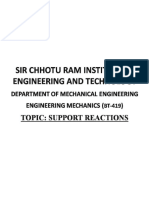 Engg EI 2605 Engineering Mechanics BT 419 SUPPORT REACTIONS