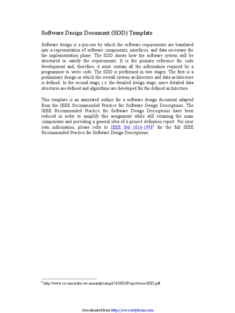 IEEE Software Design Document Template | PDF | System | Software ...