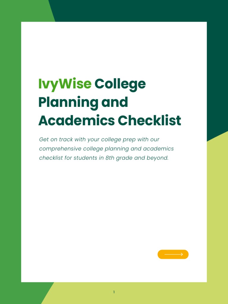 Ivywise: College Planning and Academics Checklist | PDF | Act (Test ...