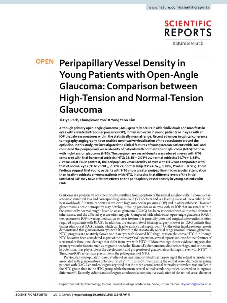 Peripapillary Vessel Density in Glaucoma | PDF | Glaucoma | Human Eye