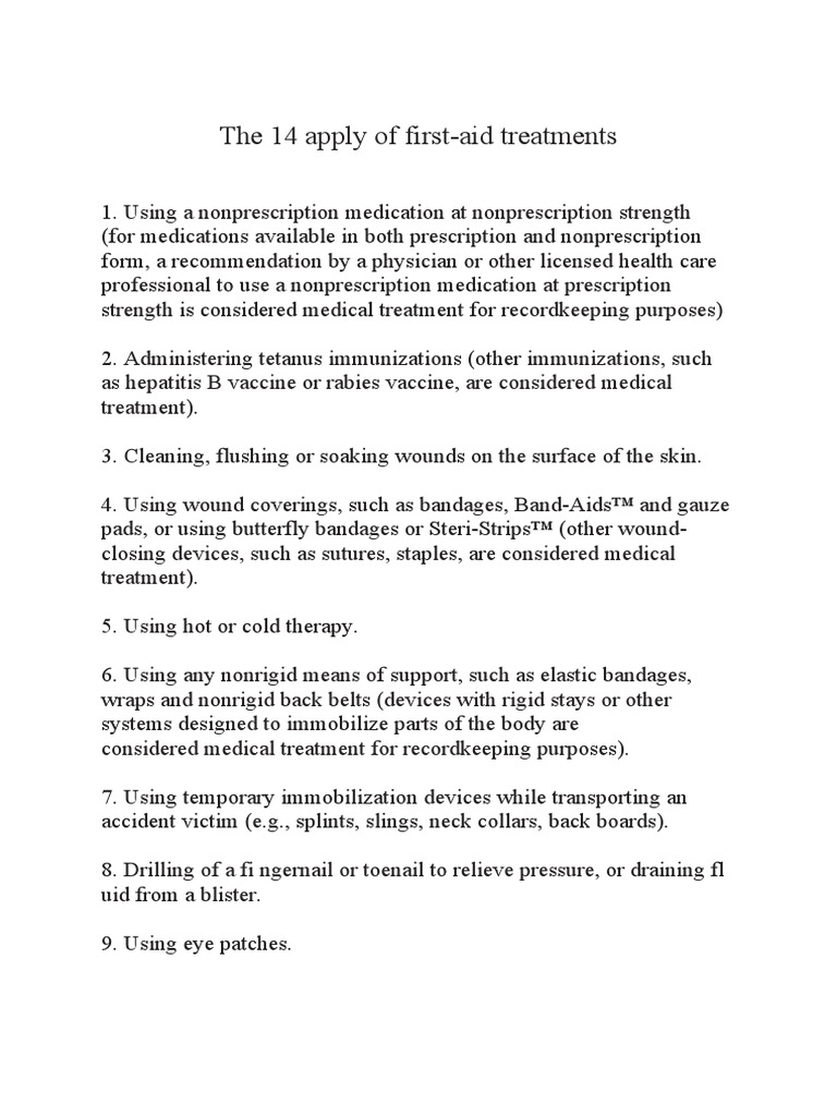 14 Essential First-Aid Treatments | PDF | Wellness