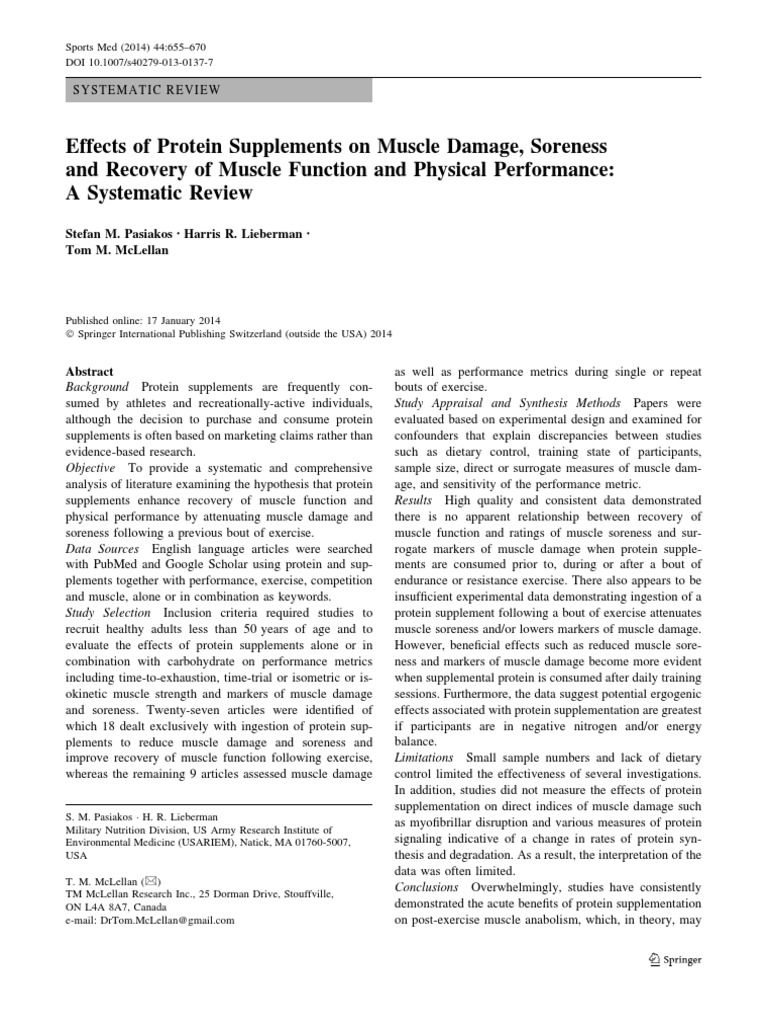 Protein Supplements and Muscle Recovery | PDF | Dietary Supplements ...