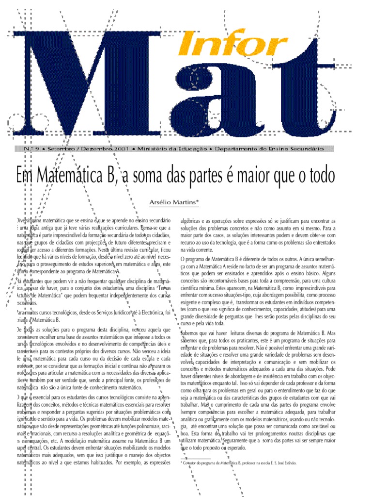 Em Matemática B, a soma das