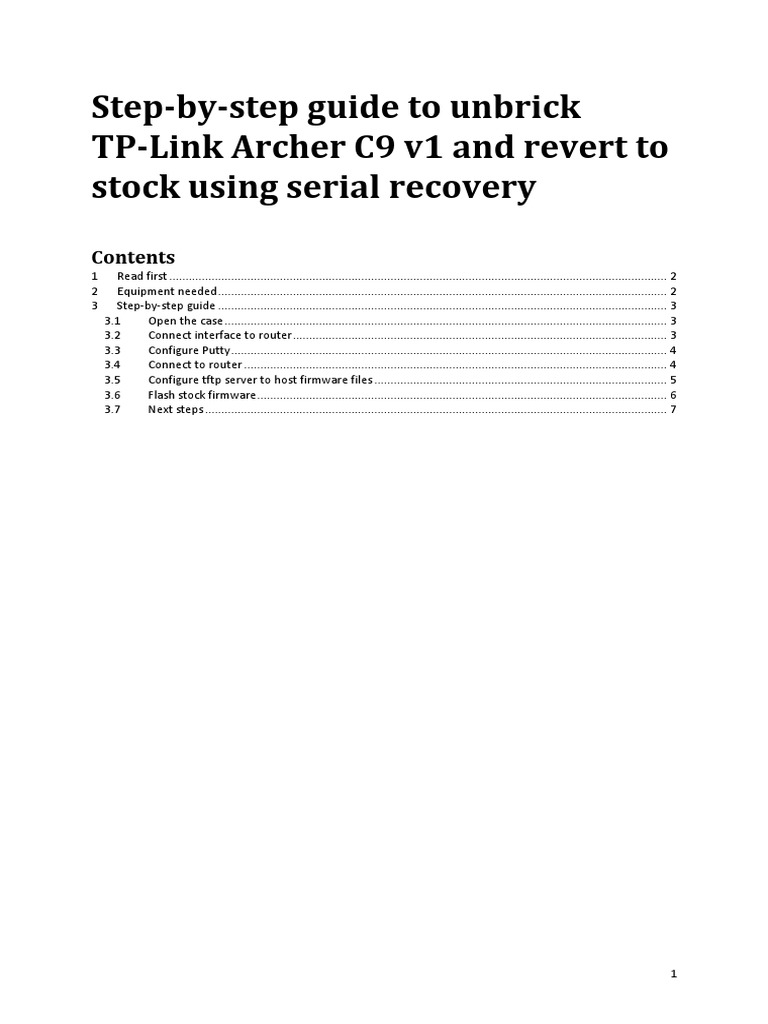 TP-Link Archer C9 v1 - Unbrick and Back To Stock Step-By-Step Guide ...