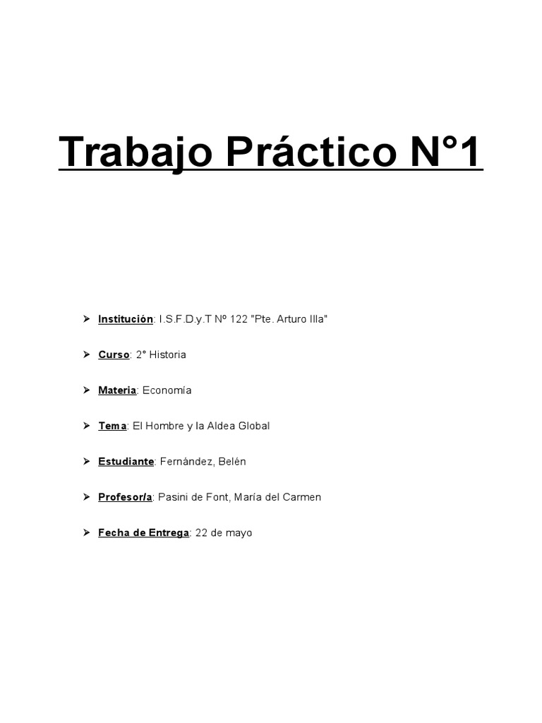 Trabajo Practico de Economia 1 | PDF | Capitalismo | Globalización