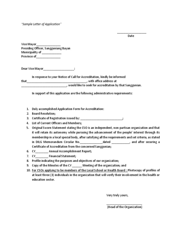 Application for Accreditation to LGU | PDF | Policy | Government