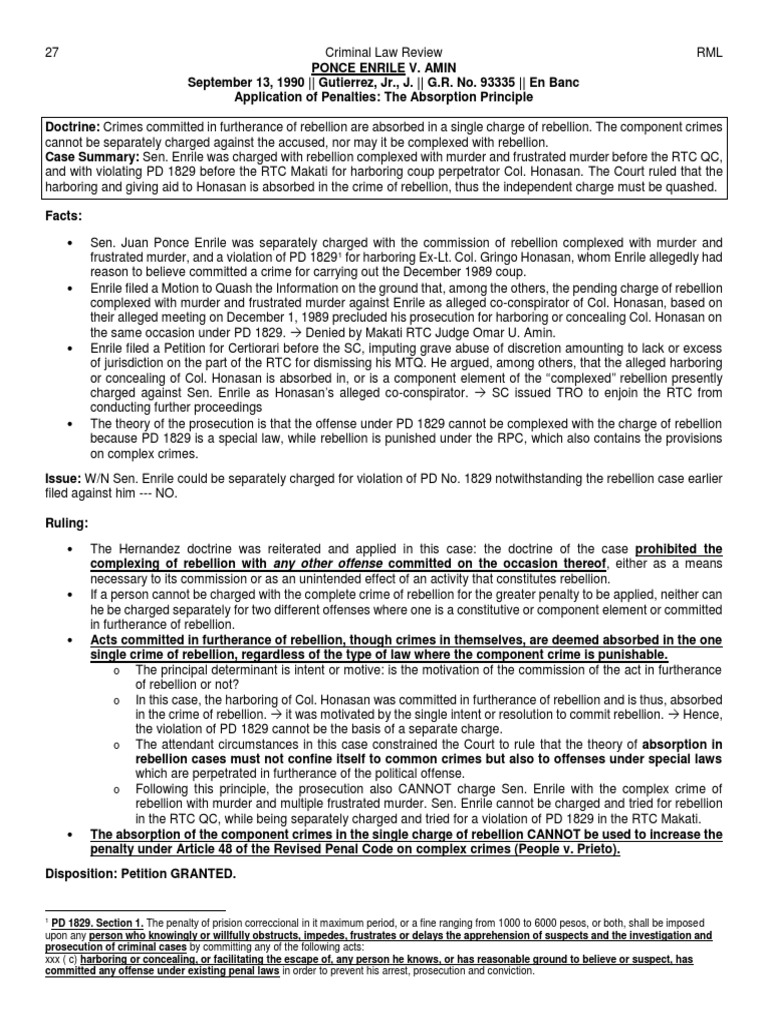 Enrile v. Amin | PDF | Murder | Crime & Violence