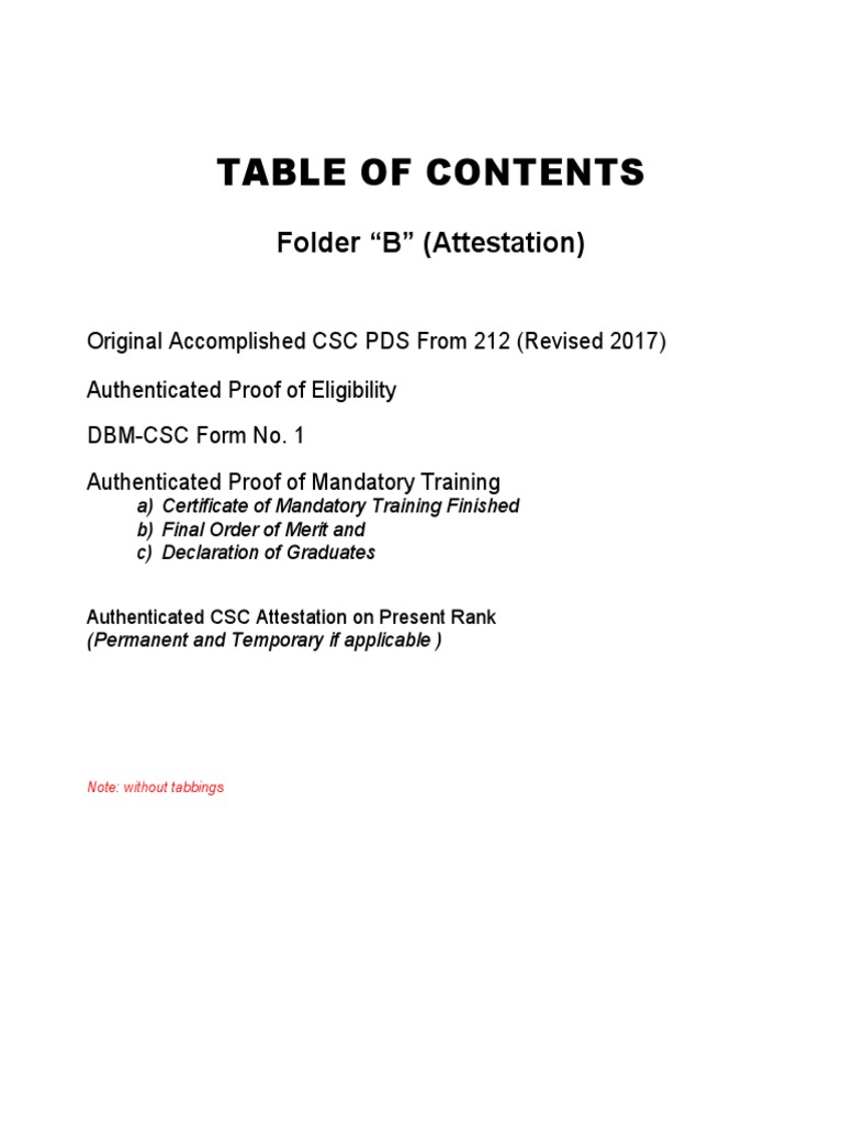 CSC Attestation Document Checklist | PDF