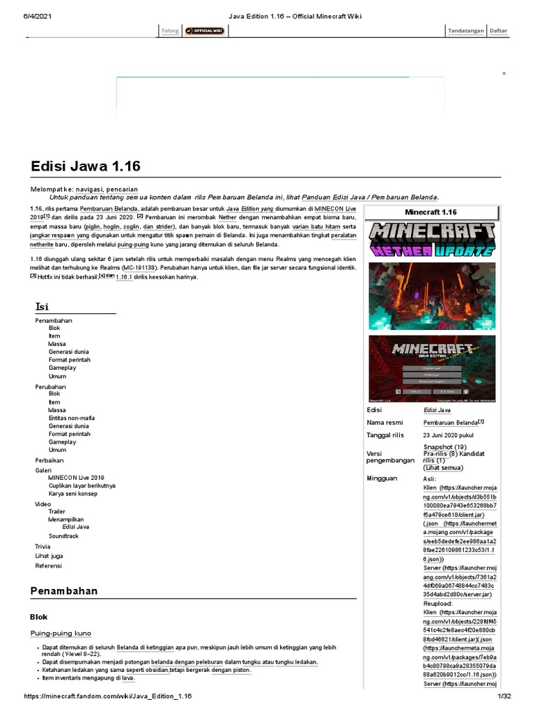 Java Edition 1.16 – Minecraft Wiki