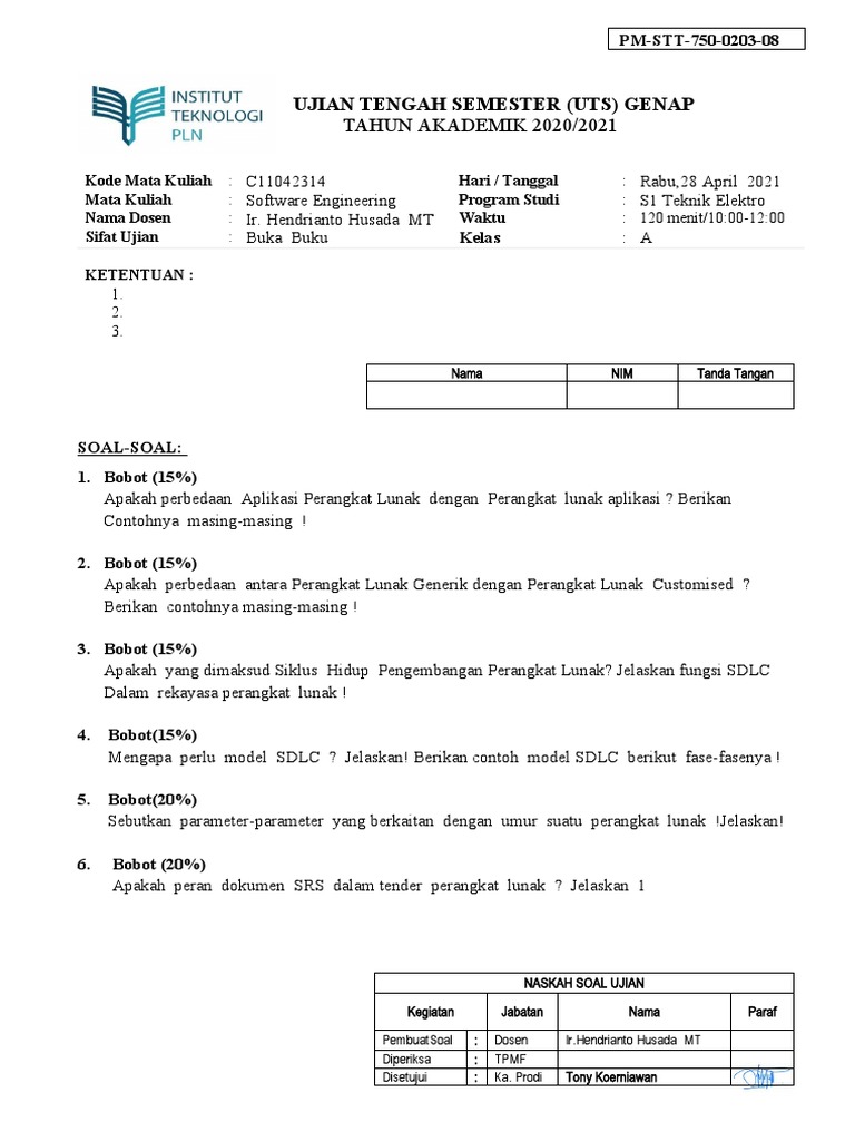 UTS Software Engineering 2021 | PDF