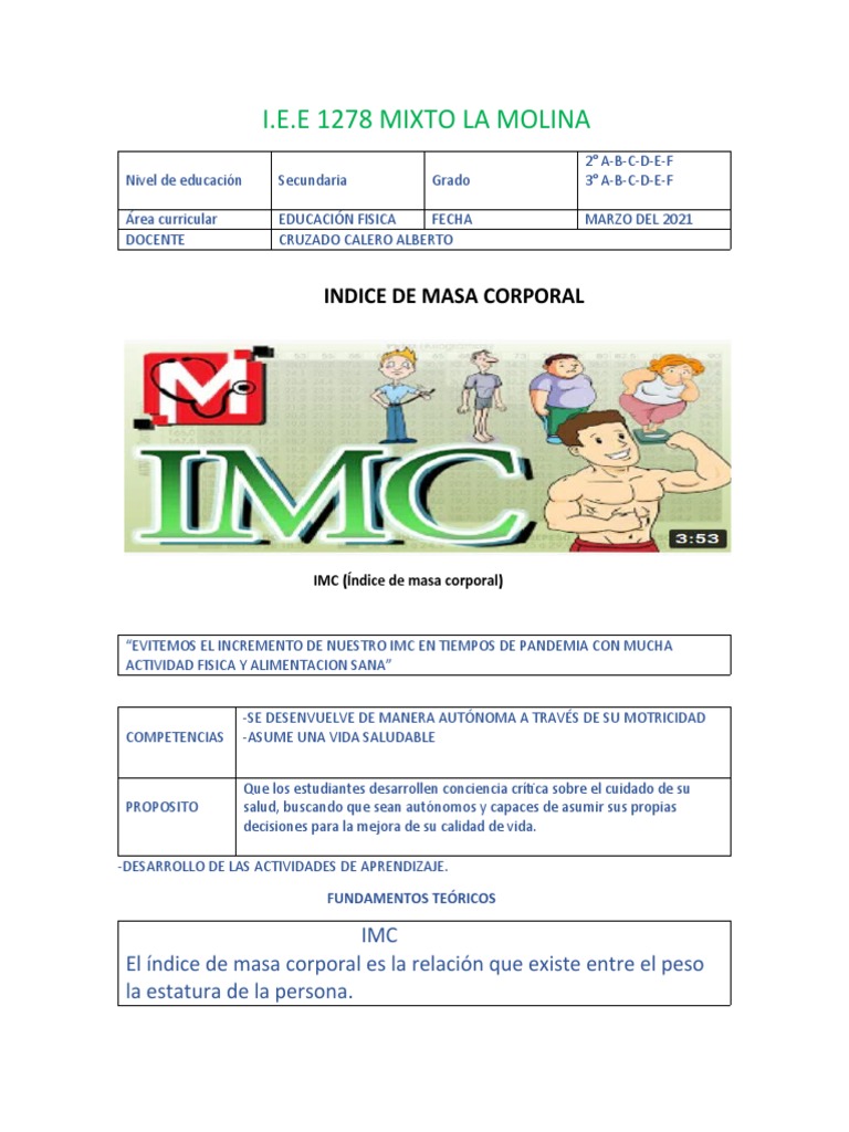 IMC y Salud en I.E.E. 1278 La Molina | PDF | Índice de masa corporal ...