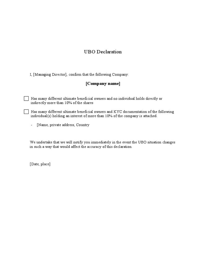 UBO Declaration Template | PDF | Finance & Money Management | Social ...