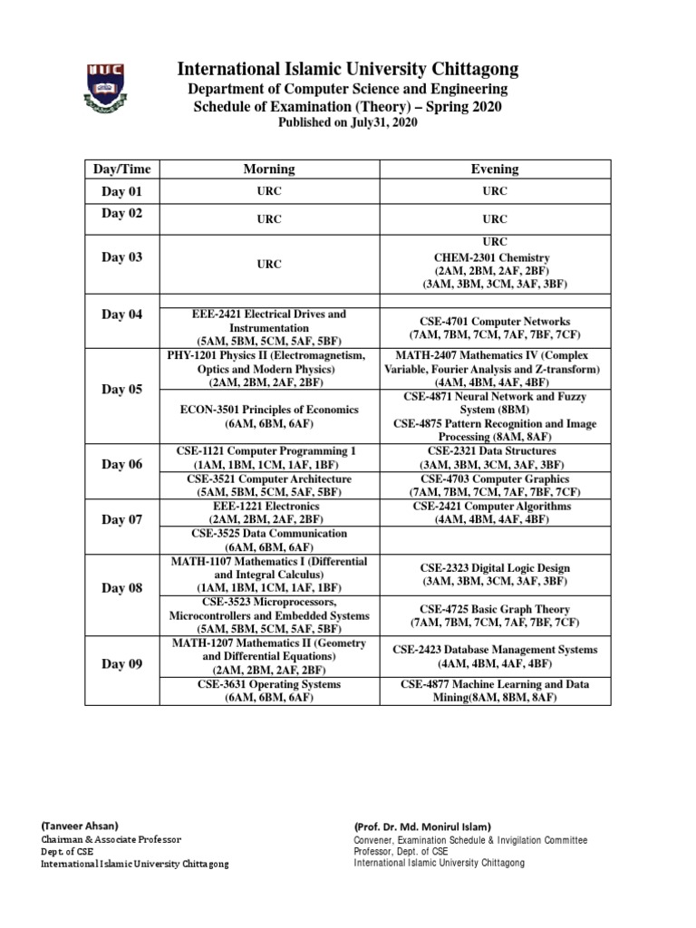 Tentative Exam Routine Spring 2020 | PDF | Engineering | Teaching ...