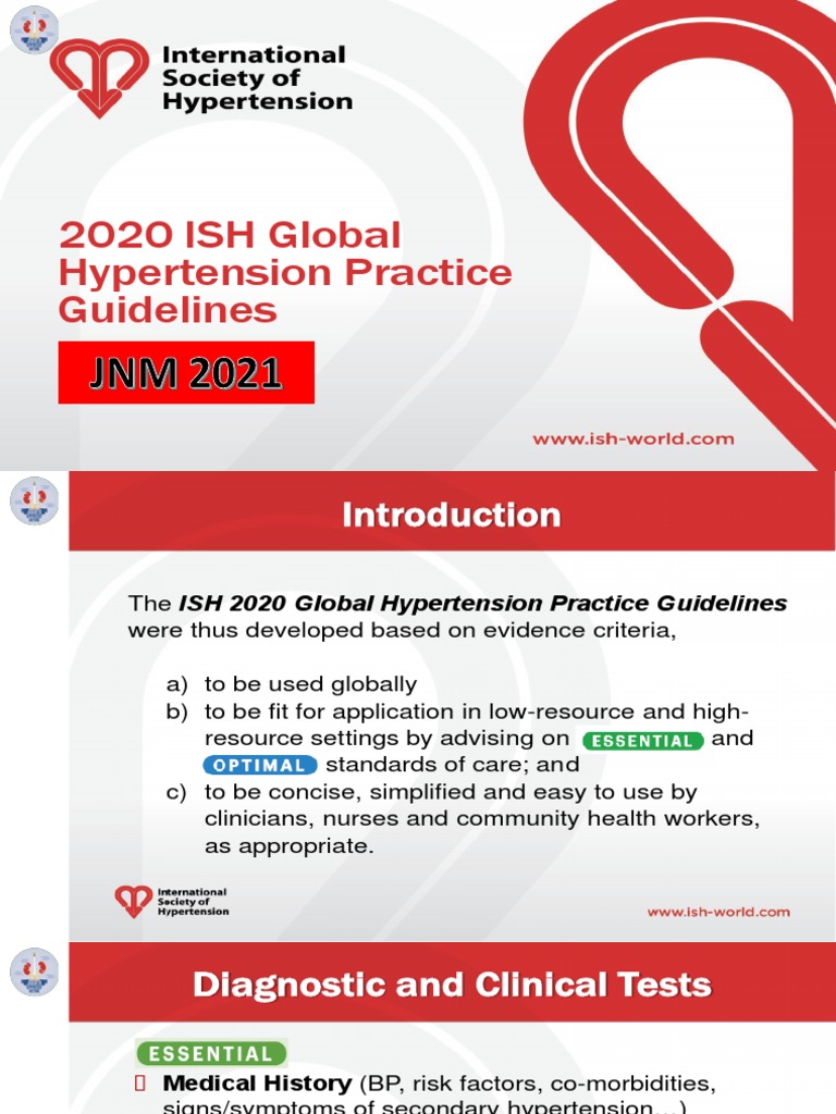 2020 ISH Global Hypertension Guidelines | PDF | Hypertension | Blood ...