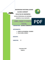 Dbo, Dqo Y Fosforo Total: "Universidad Nacional Daniel Alcides Carrion" Facultad de Ingenieria