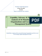 Working Capital Analysis of 16 Manufacturing Organizations