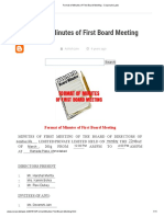Format of Minutes of First Board Meeting - Corporate Laws