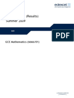 Mark Scheme (Results) Summer 2009: GCE Mathematics (6666/01)