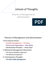 Major Schools of Thoughts: Theories of Management & Administration
