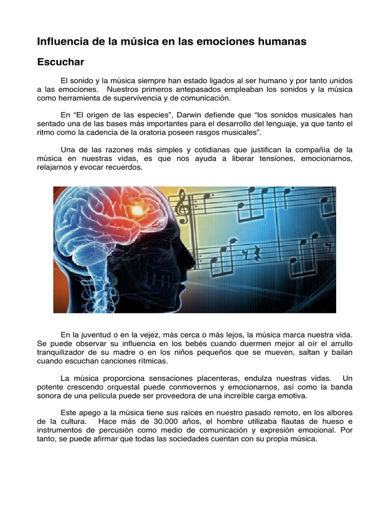 La Influencia de La Música en Las Emociones | PDF | Las emociones | Cerebro