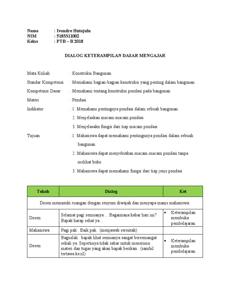 Dialog Keterampilan Dasar Mengajar | PDF