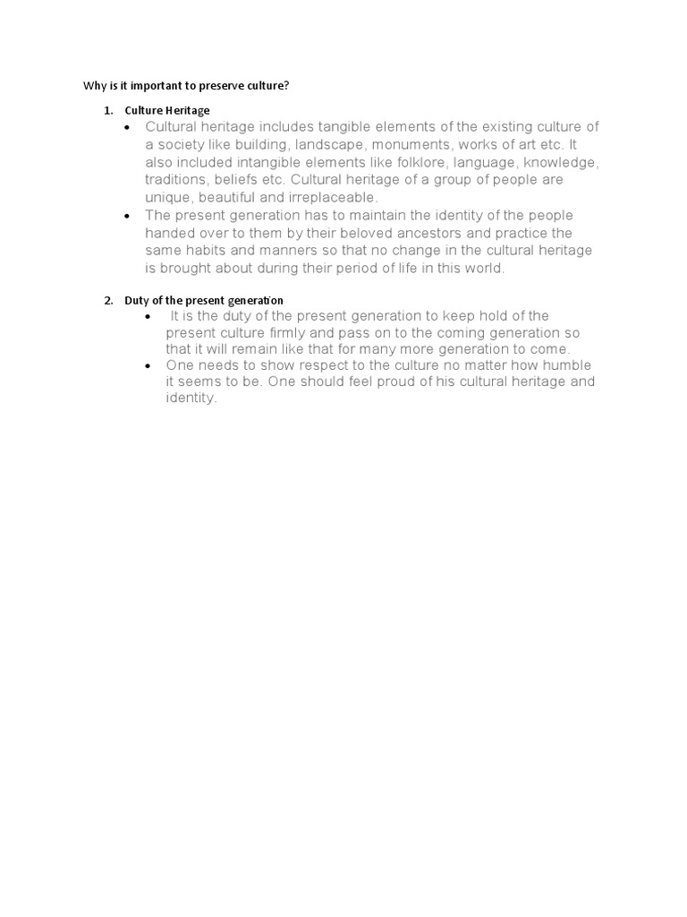 Why Is It Important To Preserve Culture PDF