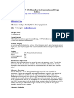 Biomede/Eecs 458: Biomedical Instrumentation and Design Syllabus