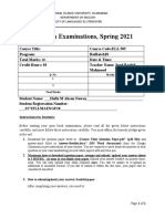 Midterm Examinations, Spring 2021: Q. No. Marks Obtained 1 2 Total Marks