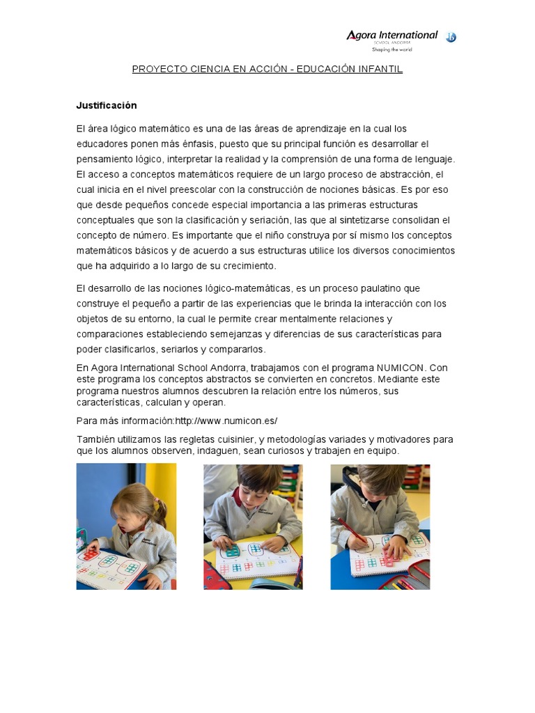 Proyecto Matemáticas Infantil | PDF | Educación de la primera infancia ...