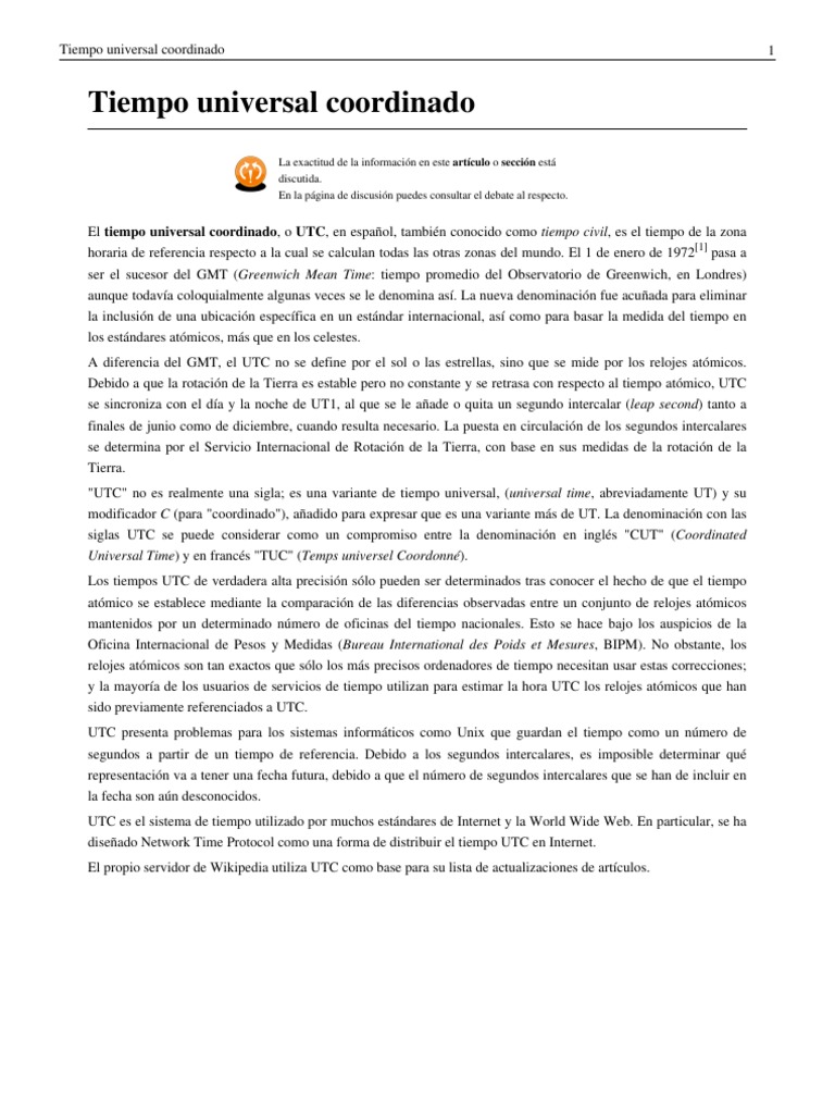 Guía del Tiempo Universal Coordinado | PDF