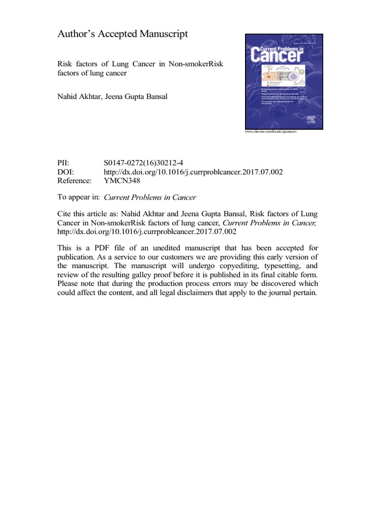 Author's Accepted Manuscript Current Problems in Cancer PDF Non