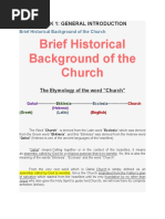 Brief Historical Background of The Church: Week 1: General Introduction