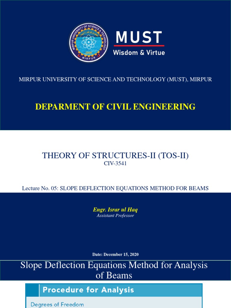 Lecture No. 05 - Slope Deflection Equations Method For Beams | PDF ...